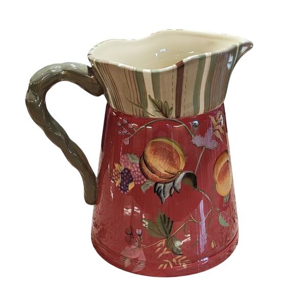Tracy Porter Octavia Hill Garden Hand Painted Floral Pitcher 9” - Picture 2 of 16